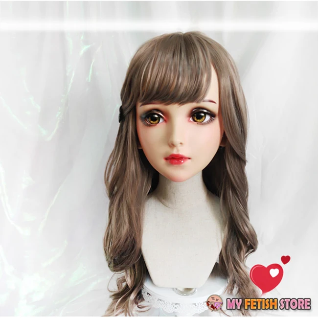 (Fei) femme douce fille résine demi-tête Kigurumi BJD yeux Crossdress Cosplay japonais Anime rôle Lolita masque avec yeux et perruque