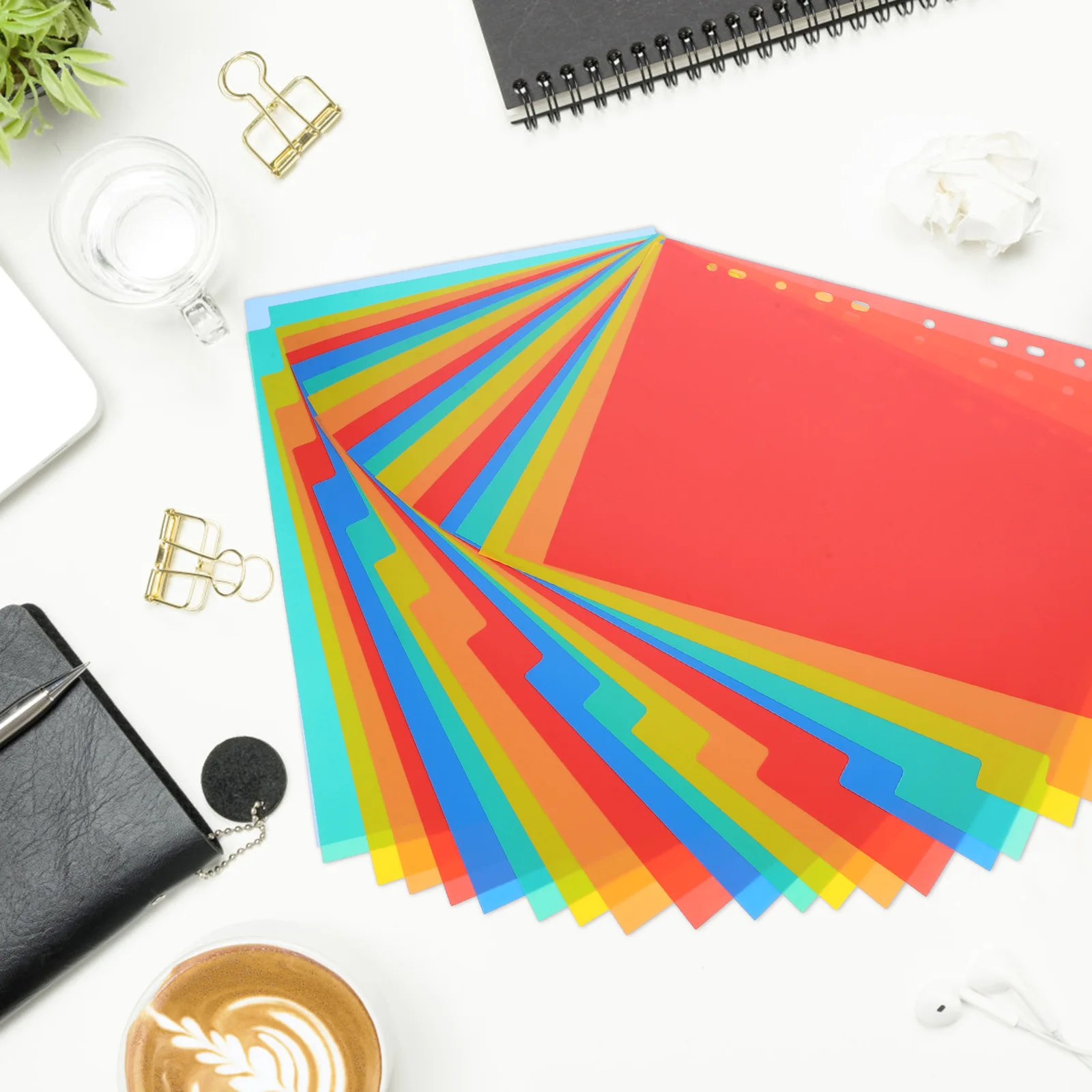 

20pcs A4 11 Holes Index Plastic Binder Dividers Page Dividers for Notebook Tabs Detachable ganizer File Folder Separator Panel