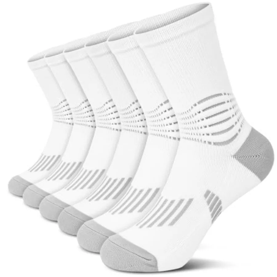 

IRAMY Crew Compression Socks for Women Men with Ankle Arch Support Plantar Fasciitis Relief 3/6 Pairs