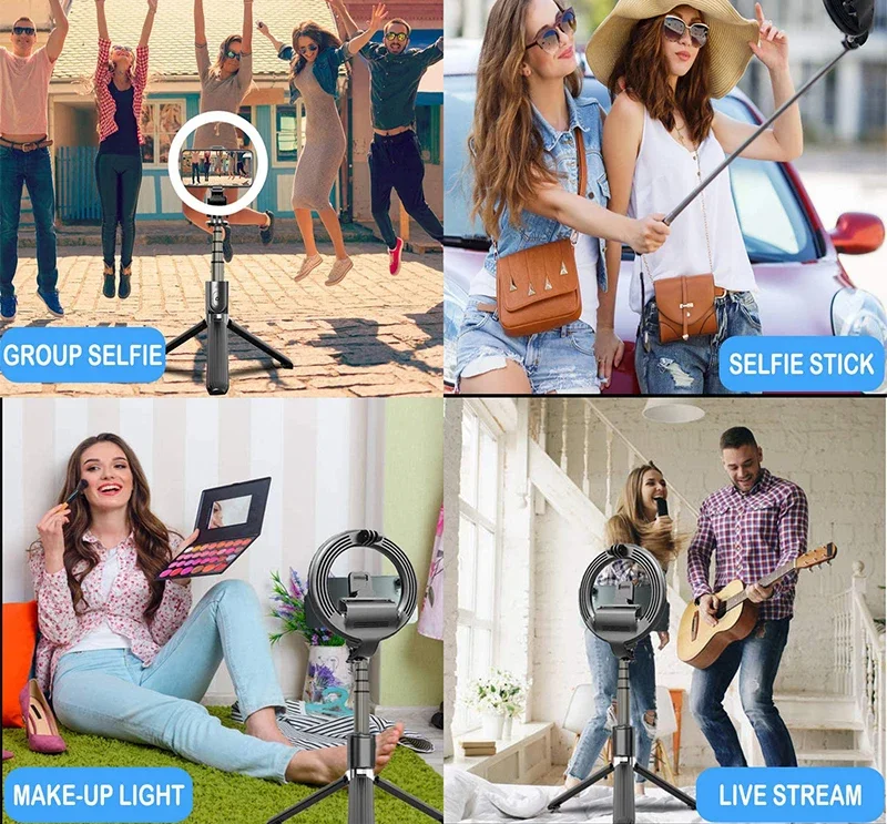 Perche à selfie avec trépied extensible, lumière de remplissage de diffusion en direct, portable, nouveau, offre spéciale, 6 pouces, LED, L07