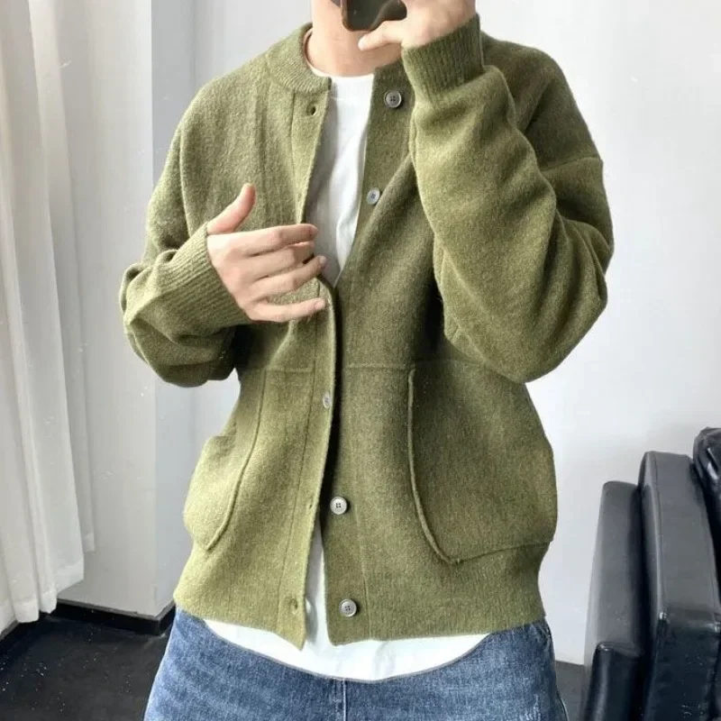 Lässige Loose Fit Mäntel dünne Top-Kleidung Angebote 2024 Pullover für Männer gewebte koreanische beliebte Kleidung Langarm Strick Cardigan Mann