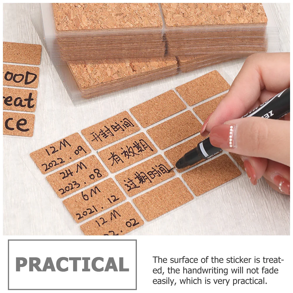 24 Sheets Cork Label Stickers Water Resistant Bottle Labels Household Organizer Kitchen Pantry Food Container Storage Labels