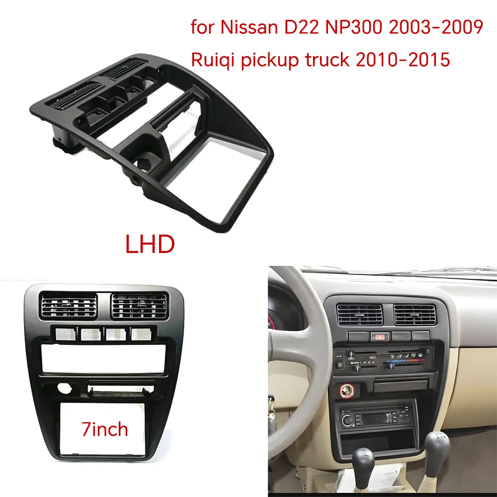 Saída de ar condicionado LHD e painel de rádio para carro, adequados para instalação no painel do Nissan D21 D22 NP300 Ruiqi 2003-2015