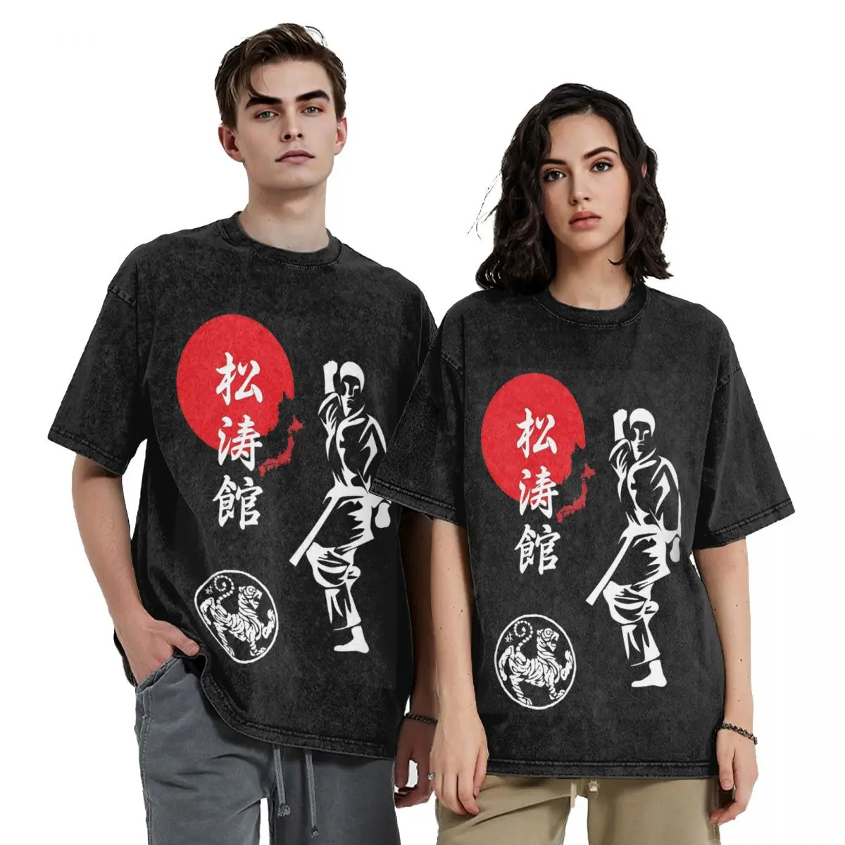 Shotokan Karate Spirit Hip Hop Short Sleeve T-Shirts Washed Tops Tees Streetwear T Shirt Oversized for Men Women