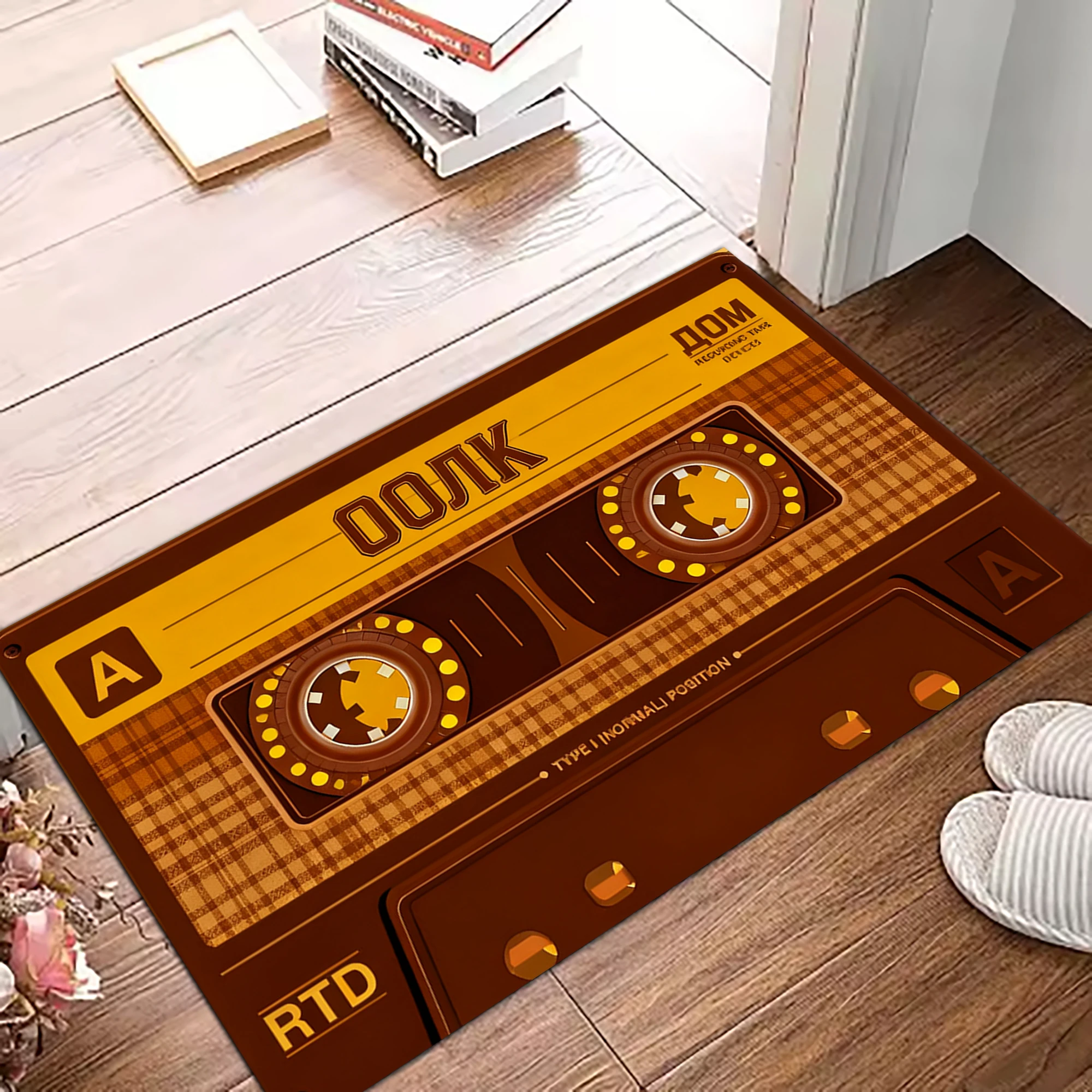 Cassette Pattern Bath Mat Non-slip Nostalgic printed floor mat home decoration bedroom living room entrance entrance carpet