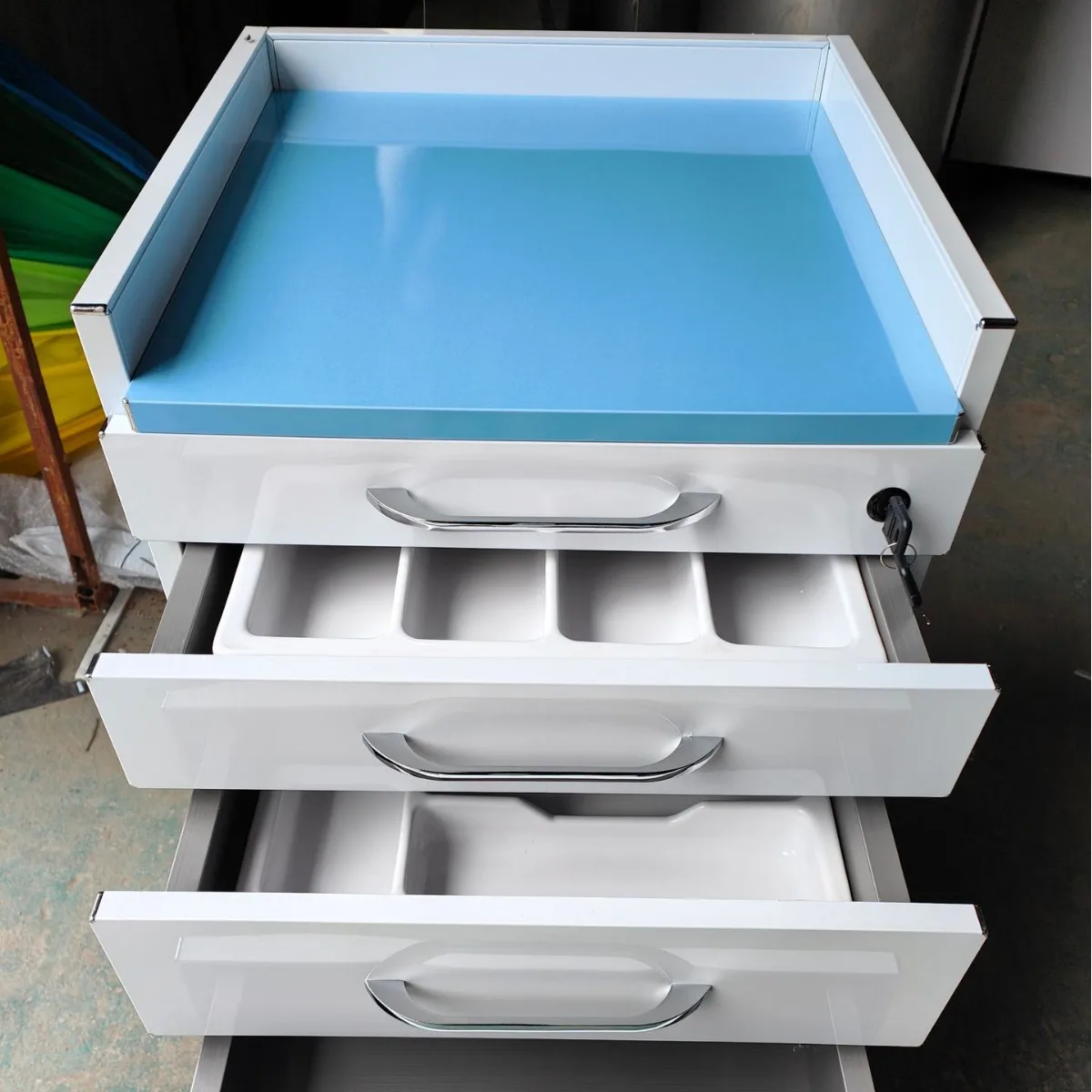 Stainless Steel Rolling Bedside Table, Mobile Side Cabinet Sweeping Cart with Wheels, Home Storage Organizer
