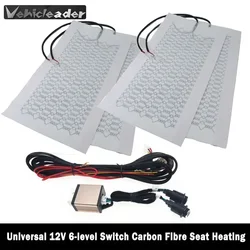 Universal 12V Motorcycle ATV UTV E-Bike Carbon Fiber Seat Heater Warmer Kit 6 Level Round High-Low Switch Heated Pad Seat Covers