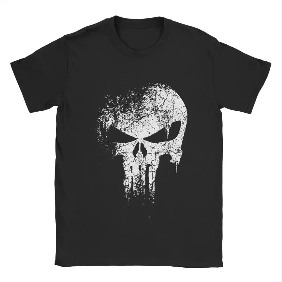 2024 New Men\'s Fun Skull Print T Shirt Gym Fitness 100% Cotton Tee Harajuku Hip Hop High Quality Short Sleeve T-shirt Streetwear