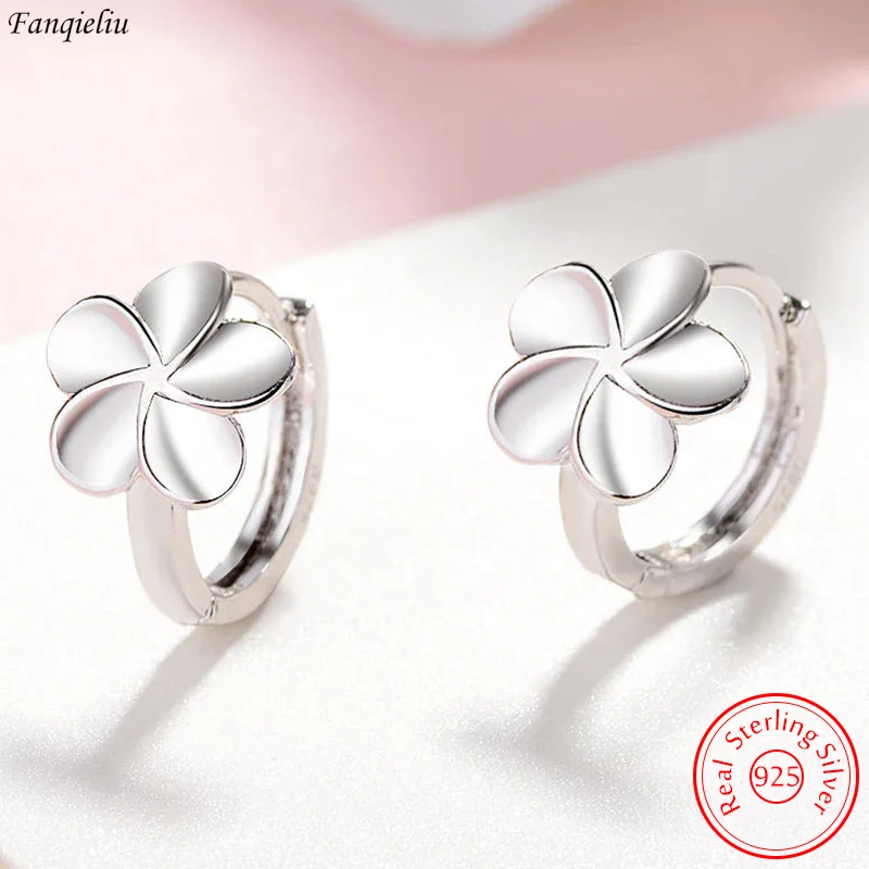 

Fanqieliu Genuine 925 Sterling Silver High Quality Jewelry New Flower Hoop Earrings For Woman FQL23609