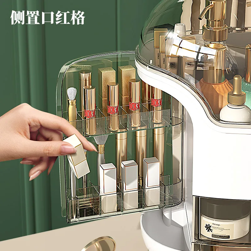 

Cosmetics Layered Storage Box Light Luxury Desktop Skincare Shelves Dustproof Desktop Cosmetic Case Dressing Table