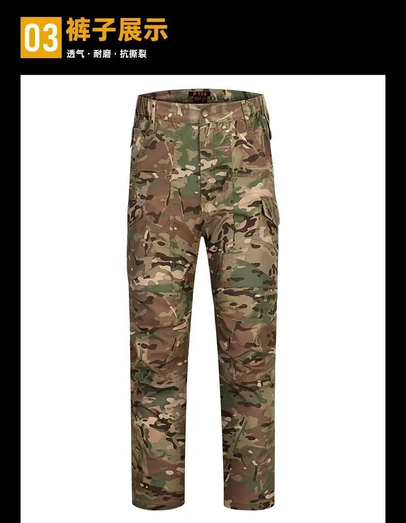 F116 Tarnanzug Zweiteiliger Taktischer Anzug für Herren Multi-Taschen Verschleißfeste Langarm-Jacke und Hose Frühling Herbst Outdoor Jagd Airsoft – Detail 3