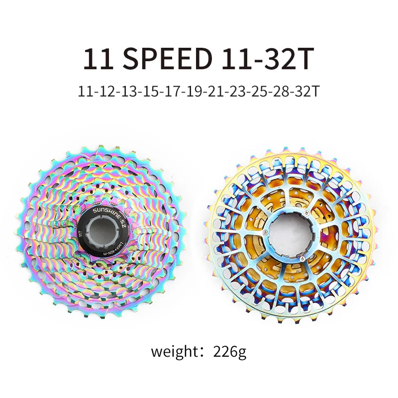 SUNSHINE 220g Ultralight SLR Colorful Road Bike Cassette 11S 12S Freewheel 28T 32T 34T 36T Cycling Sprocket K7 Gravel HG