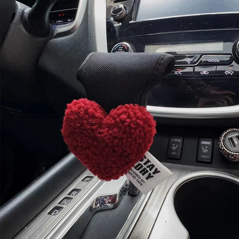 1pc Nette Cartoon Rot Liebhaber Herzen Auto Getriebe Shift Abdeckung Sommer Eis Seide Auto Hand Bremse Fall Auto Zubehör innen Dekoration