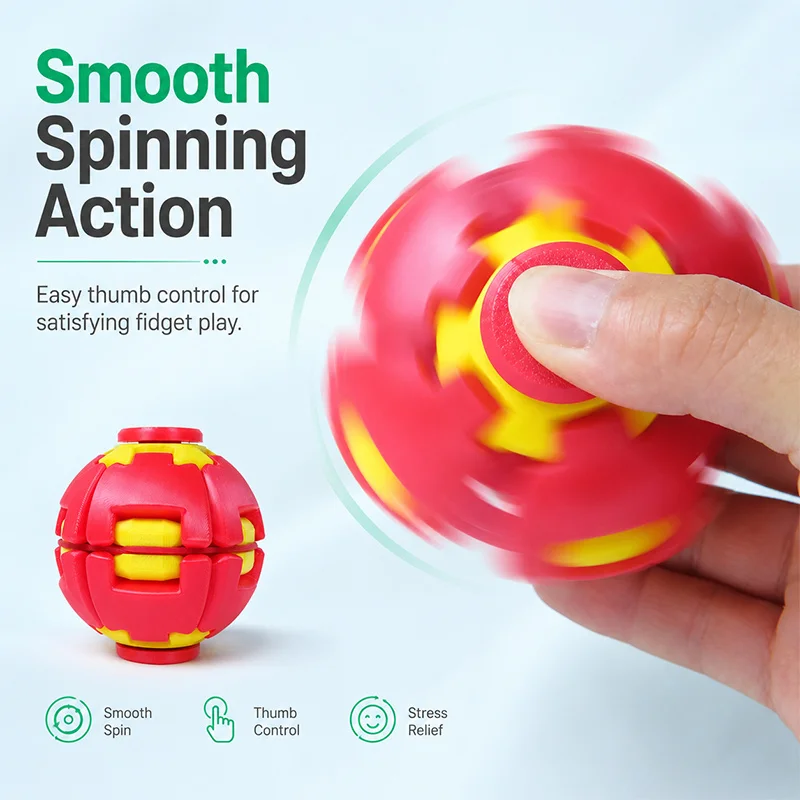 Fidget Spinner Stress Ball 3D Printing Pressable Rotatable Decompression Toy Relieve Anxiety Boredom Relaxing Tool