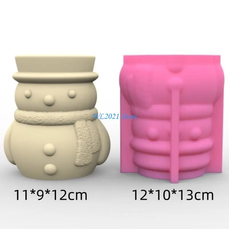 

G5GC Snowman Shaped Flowerpot Moulds Vase Mold for Crafting Concrete and Pen Holders