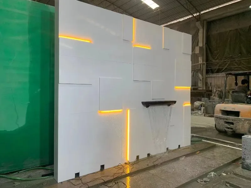 Modern White Fountain with Light Emitting Diode Color Design for Wall Decoration