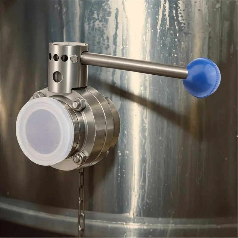 [NEWA08R】 Stainless Steel 304 1.5 Inch Tri Clamp Sanitary Butterfly Valve- 2-Pack With Pull Handle(1.5