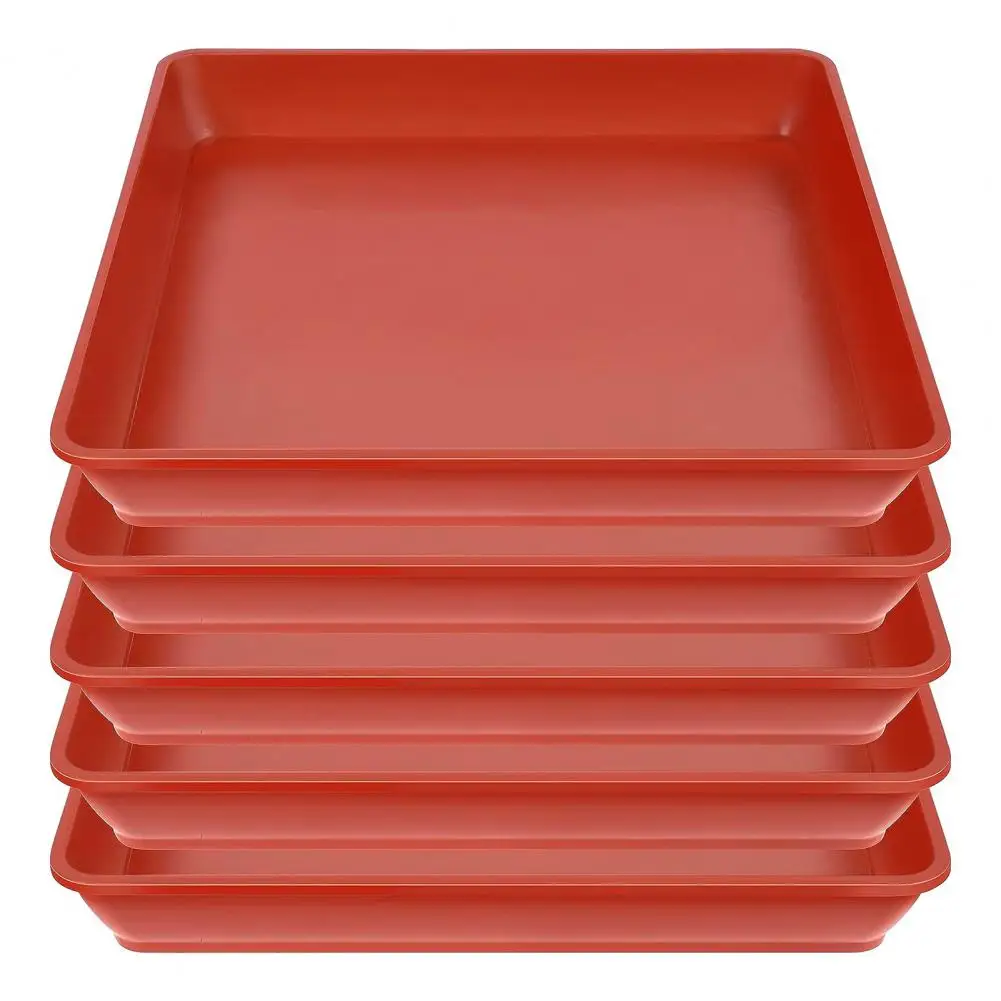 5Pcs Rectangle Flower Pot Tray Plant Saucer Drip Trays Plastic Catch Excess Water Soil Spills for Flower Pot Tray Indoor Plants