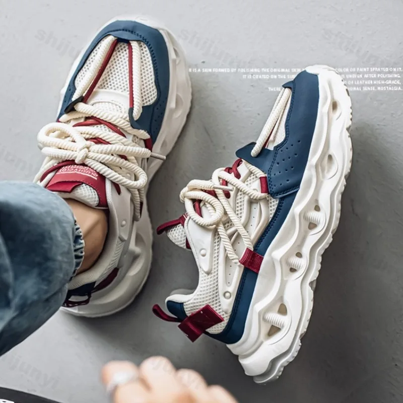 

2025 Autumn Men's Mesh Breathable Low Top Thick Soled Casual Shoes Fashion Trend Versatile Comfortable Non Slip Chunky Sneakers