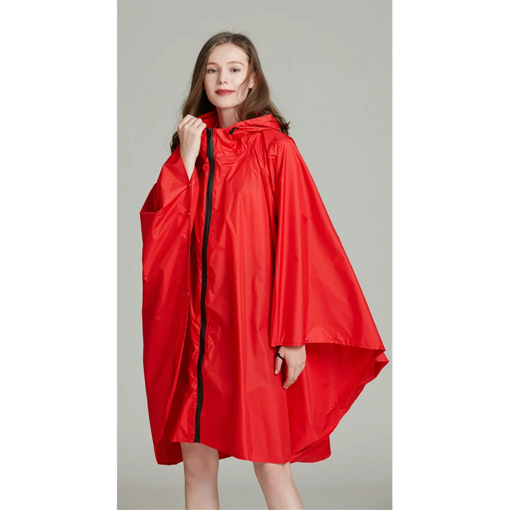 Women Men Rain Coat Raincoat Front Zipper Breathable Polyester Waterproof Rainwear Camping Foldable Raincoat Cloak