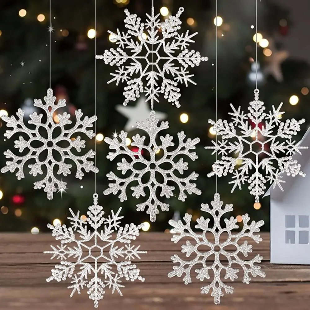 

12pcs/set DIY Christmas Snowflake Pendants Glitter Snowflake Handmade Christmas Artificial Snowflake Plastic Paper Crafts