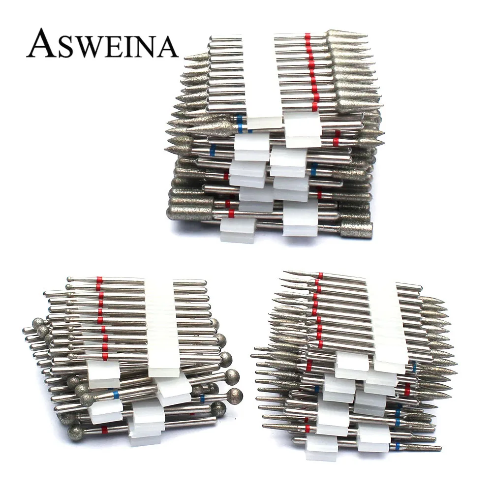 10pc Diamond Nail Drill Bits Set Electric Milling Cutters Kits Manicure Drills Pedicure Files Gel Polish Tools Nail Accessories