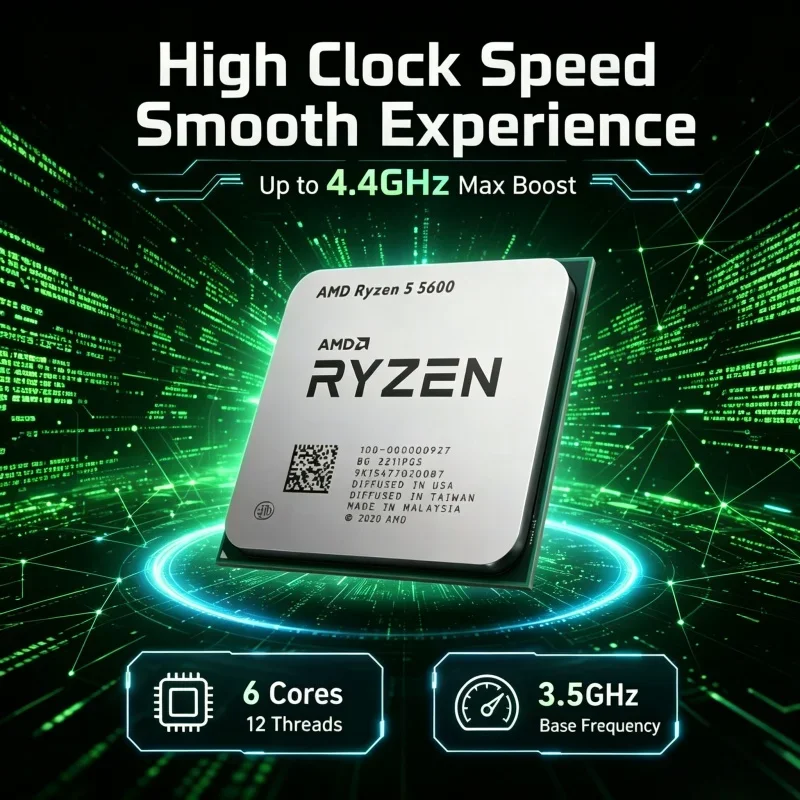 AMD Ryzen 5 5600 6 Cores 12 Threads CPU 3.5GHz Base 4.4GHz Max Boost AM4 Socket Desktop Computer Parts