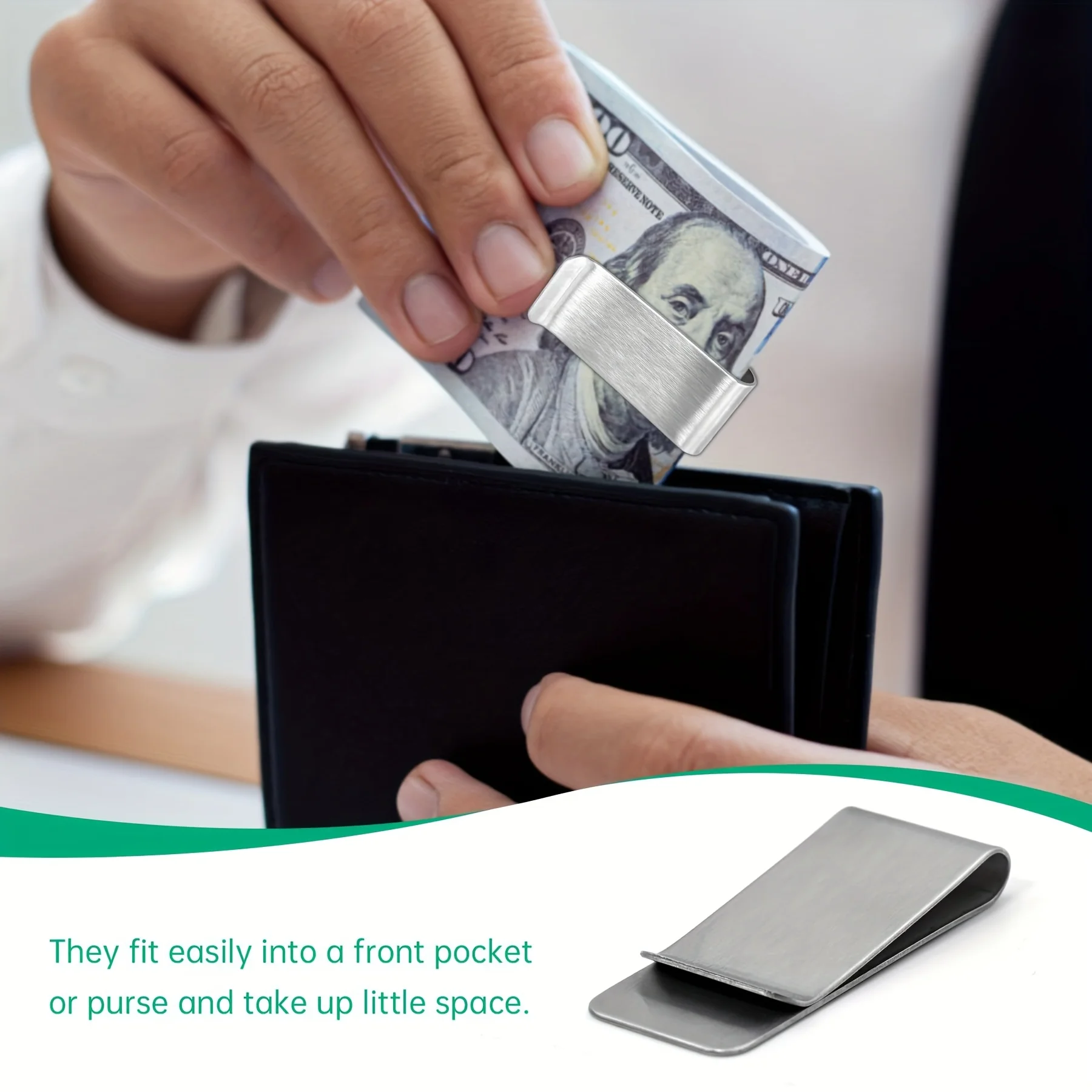 20 Stück Edelstahl Silber Slim Wallet für Herren, Kreditkartenhalter, Minimalistischer Metall-Geldbeutel – Detail 5