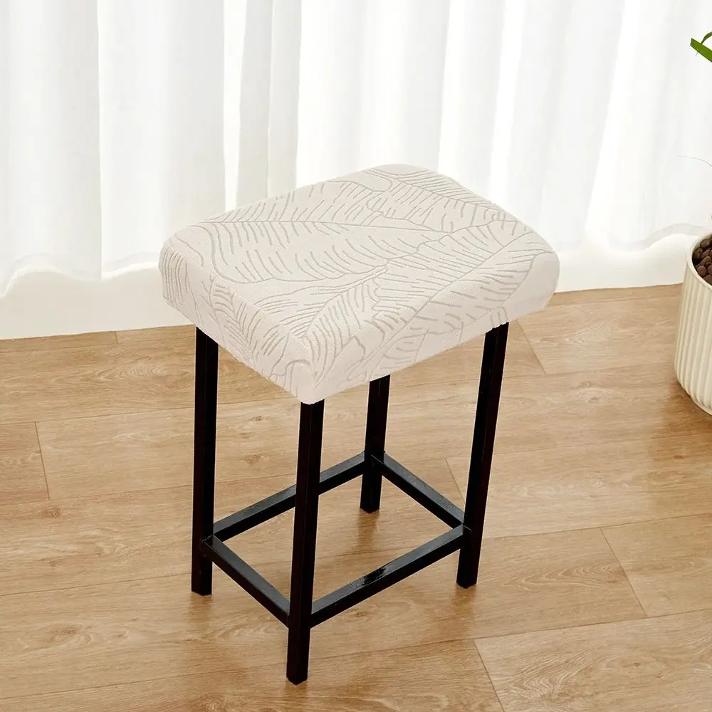 Jacquard Velvet Vanity Stool Cover Stretchy Fabric Rectangular Shape Saddle Stool Slipcover Dust Proof Washable Design