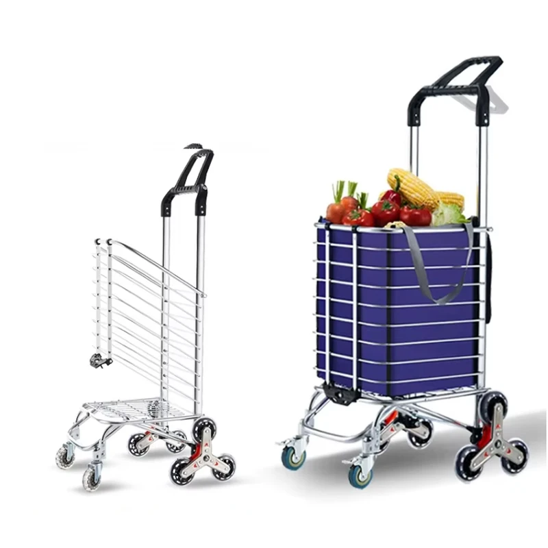 

Портативная закрытая 8-колесная складная тележка для лестницы из нержавеющей стали, тележка для покупок, тележка для покупок