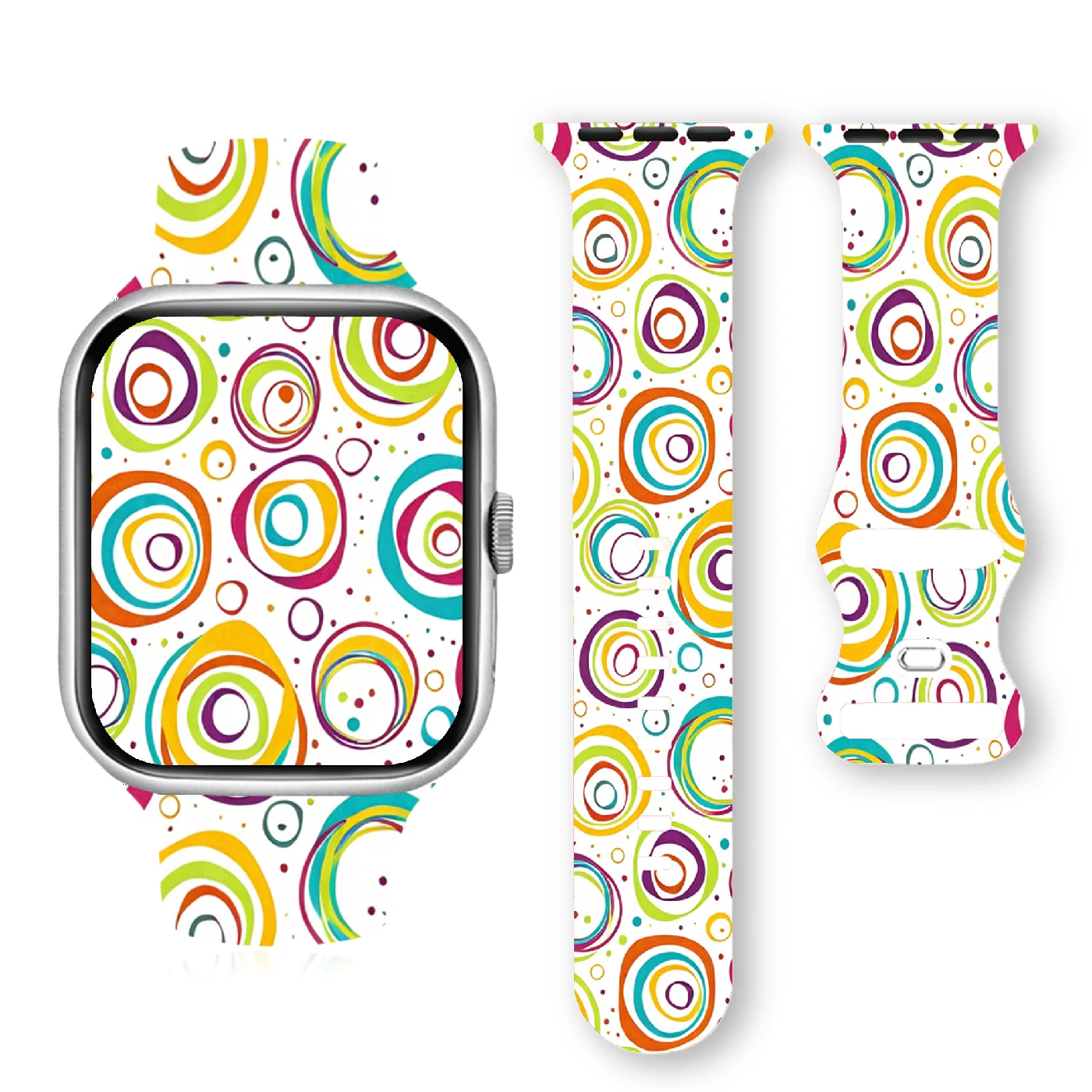 Rainbow Macaron Soft Silicone Band for Apple Watch 9 8 7 6 5 Ultra SE Size 38 40 41 42 44 45 49mm Strap Suitable for All iWatch