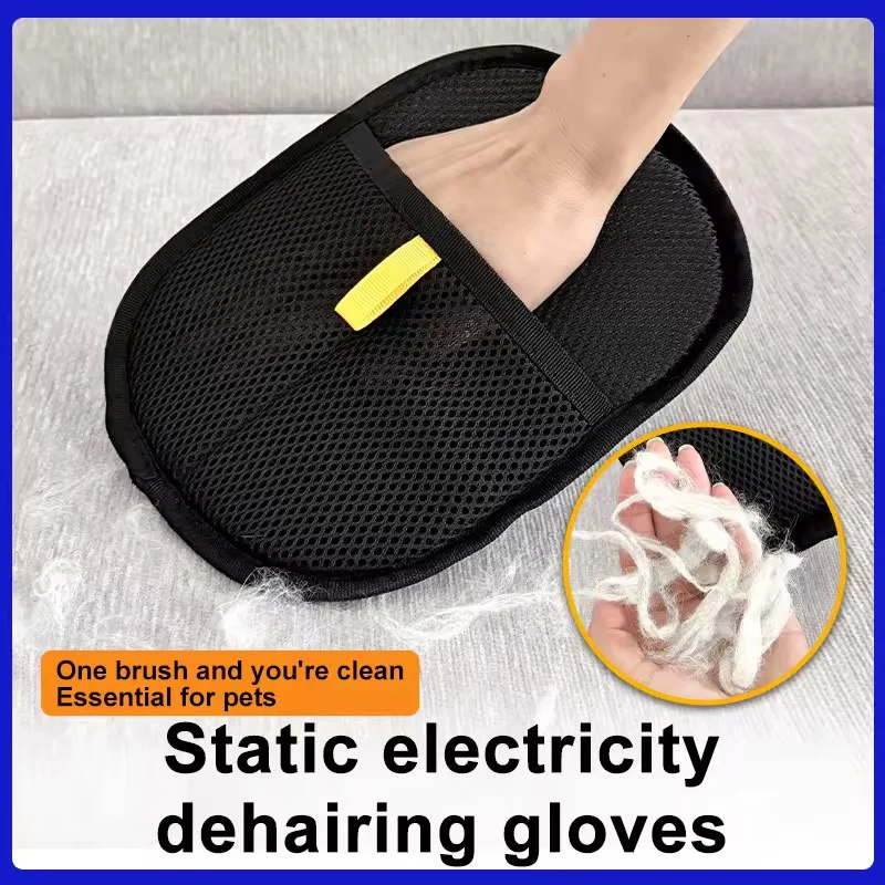 Pet Hair Remover Glove Double Sided Brush For Dogs Cats Reusable Static Electricity Pet Fur Removal Glove Pet Hair Cleaning Tool