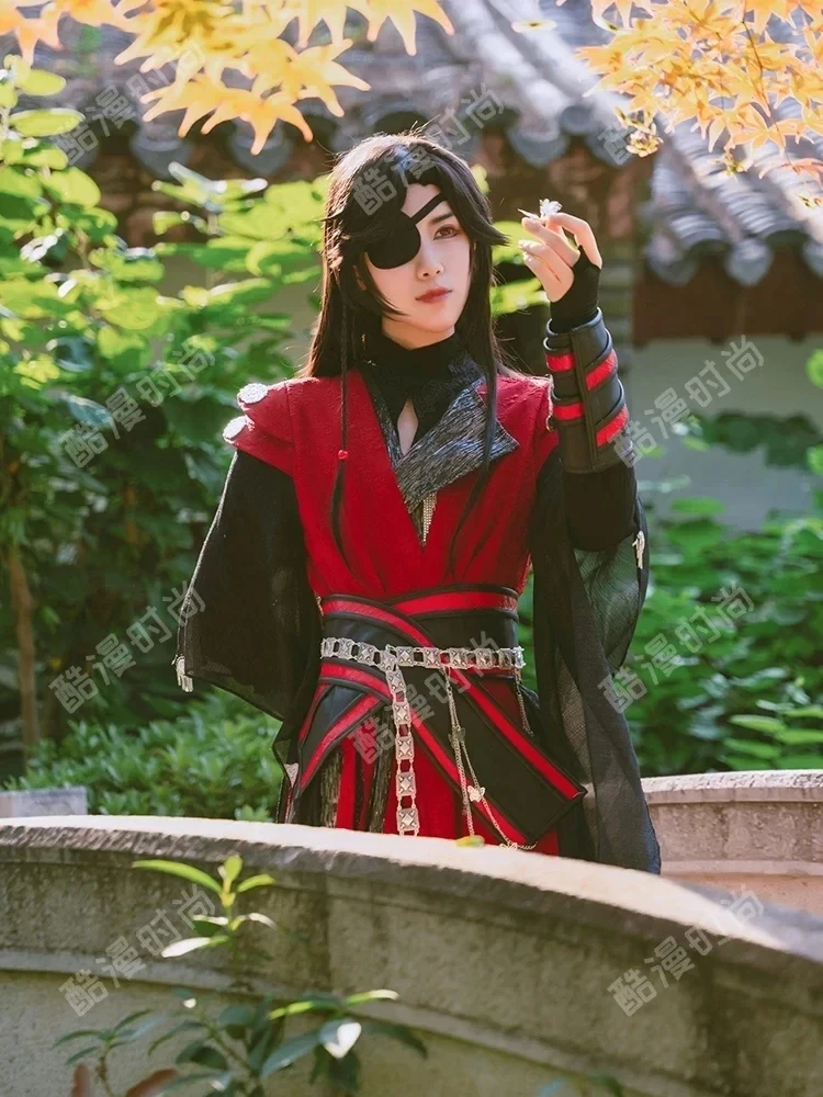 Hua Cheng Peluca de disfraz de Cosplay para hombres y mujeres, peluca de Anime, Tian Guan Ci Fu San Lang, cabello Hanfu, traje de Carnaval para fiesta de Halloween