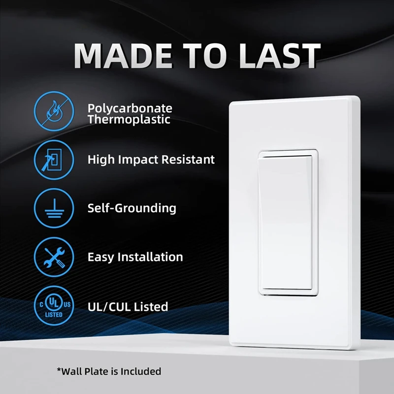 Matte White Single Pole Decorator Light Switch 15Amp, 120-277V, Paddle Rocker Replacement, On/Off Wall Switch,10 Pack-AD23