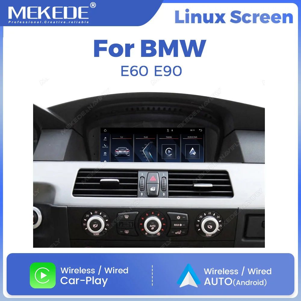MEKEDE Autoradio 8,8 pouces avec système Linux pour BMW Série 3 E60 E61 E63 E64 Série 5 E90 E91 E92 E93 CCC CIC AirPlay Autolink CarPlay Android Auto Navigation GPS Lecteur multimédia BT SWC Autoradio Lecteur vidéo Unité principale Stéréo Système intelligent