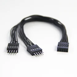 PC motherboard switch jumper 9-pin 1 to 2 line splitter switch reset desktop power on/off dual control cable
