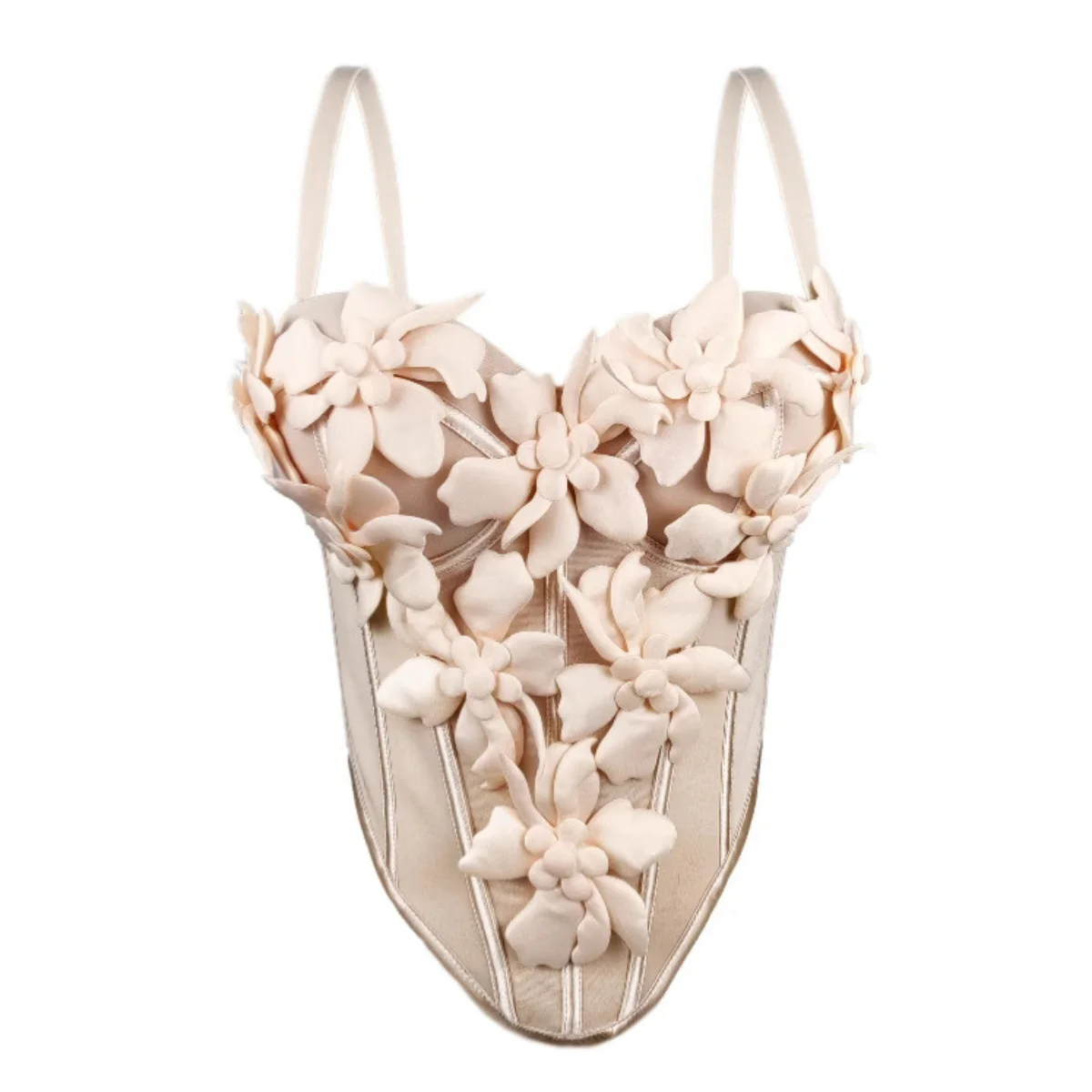3D Flower Halter Corset Tops Women Slim Fishbone Bras Crop Top Sexy Underwear Fashion Party Rave Bustier Summer Sleeveless Vest