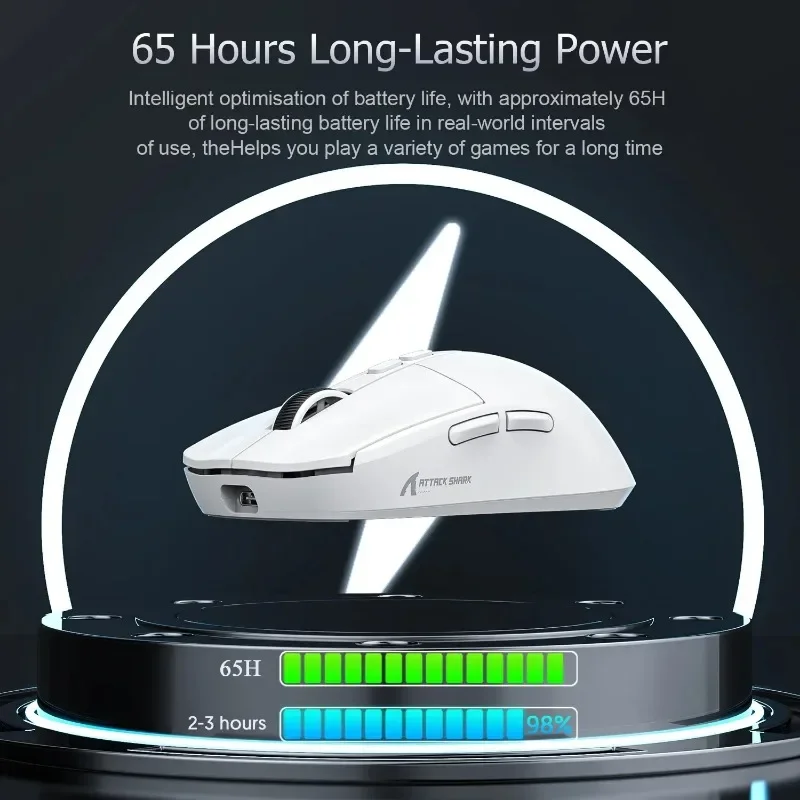 Imagem -05 - Mouse Bluetooth Triplo Modo Conectividade Attack Shark X11 Peso Leve Toque Carregamento Magnético Sensor Óptico Jogos Paw3311