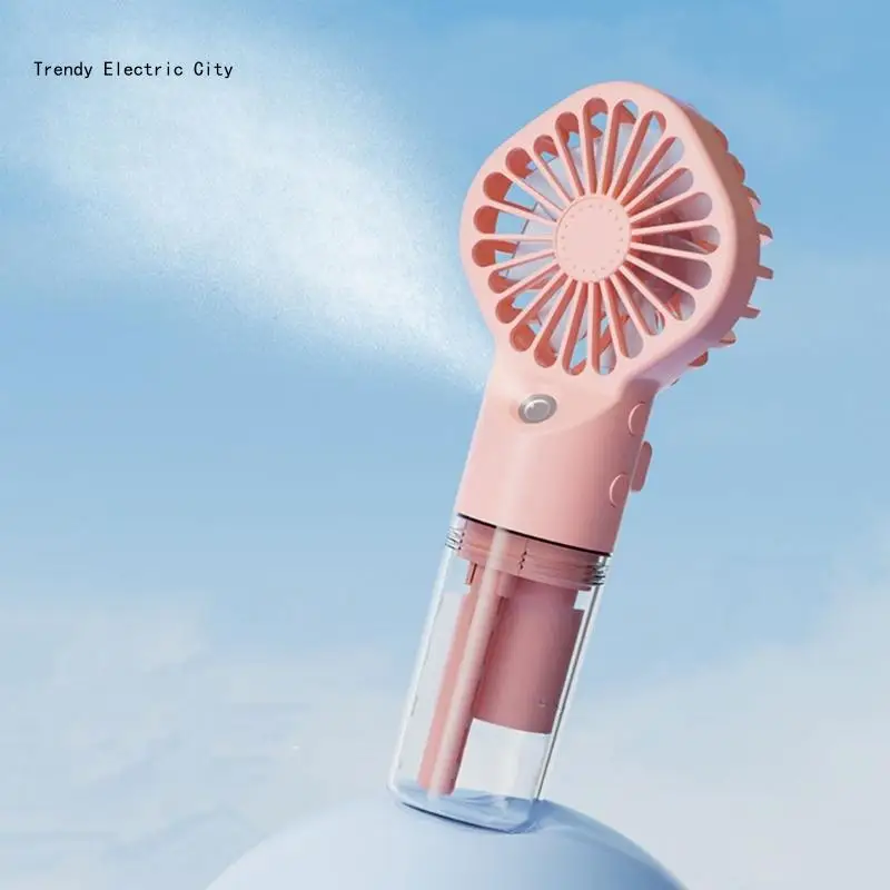 R9CD Handheld Misting Fan Mini Cooling Fan for Makeup Travel Rechargeable Fan Water Misting Fan 4 Speed