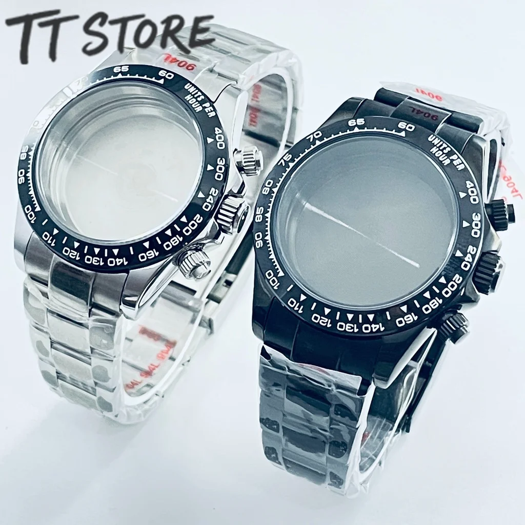 40mm VK63 Case Classic Watch Case with Stainless Steel Strap, Compatible with Daytona Style VK63 Quartz Movement Watch Accessori