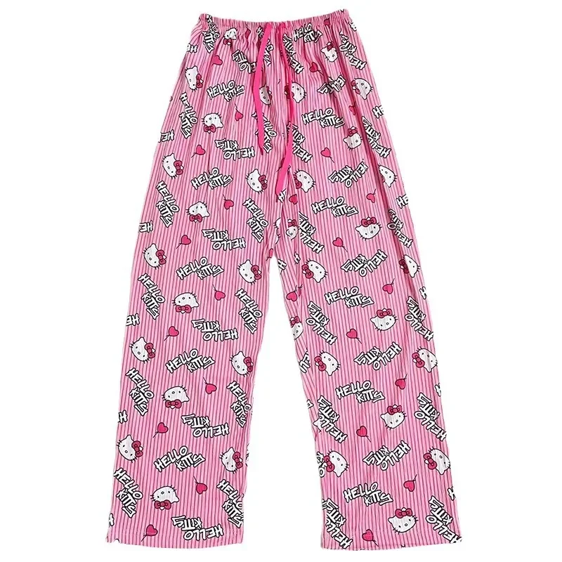 Sanrioed Hello Kittys Pants Summer Loose Thin Pajamas Cute Anime Pajamas Multi-color Home Pants Comfortable Casual Girl Gift