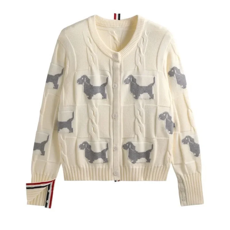 Dog Dog Jacquard Weave Knit Cardigan Women Golf Clothes Autumn Golf Wear Women 2024 New Korean Golf Sweater Luxury Golf Jacket