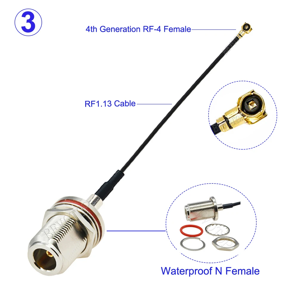 1Pcs RF1.13 IPX-4 MHF4 Female to N Type Male/Female Connector Extension Cable Connector Waterproof Pigtail Low Loss 10CM-50CM