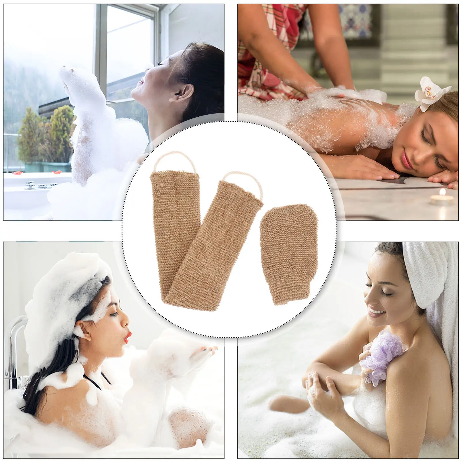 

2Pcs Back Scrubber with Bathing Gloves Exfoliator Loofah for Body Wash and Face Cleaning Gentle Fiber Towel for Healthy Radiant