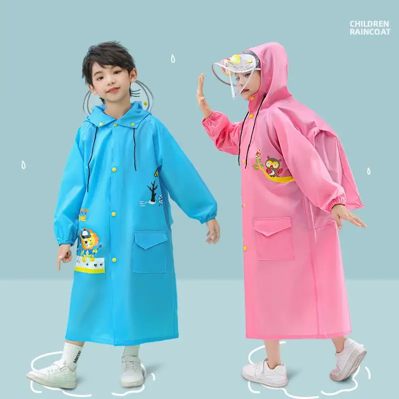

Children's Raincoat Full Body Protection Waterproof School Kindergarten Cartoon Baby Rainwear Middle Thick EVA Material