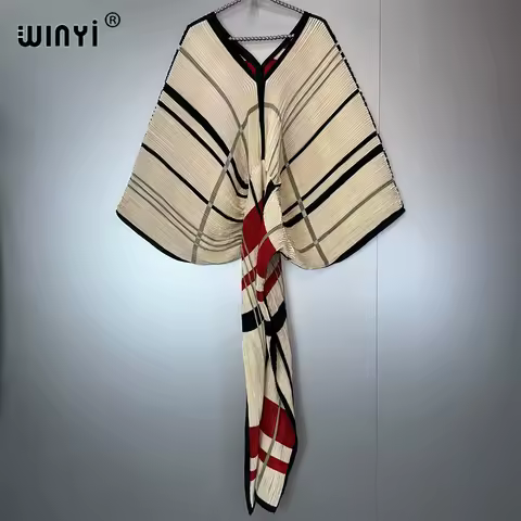 WINYI Summer Pleated party dress Women crumple Design Loose boho robe Maxi Long holiday Elegant evening dress abaya dubai luxury