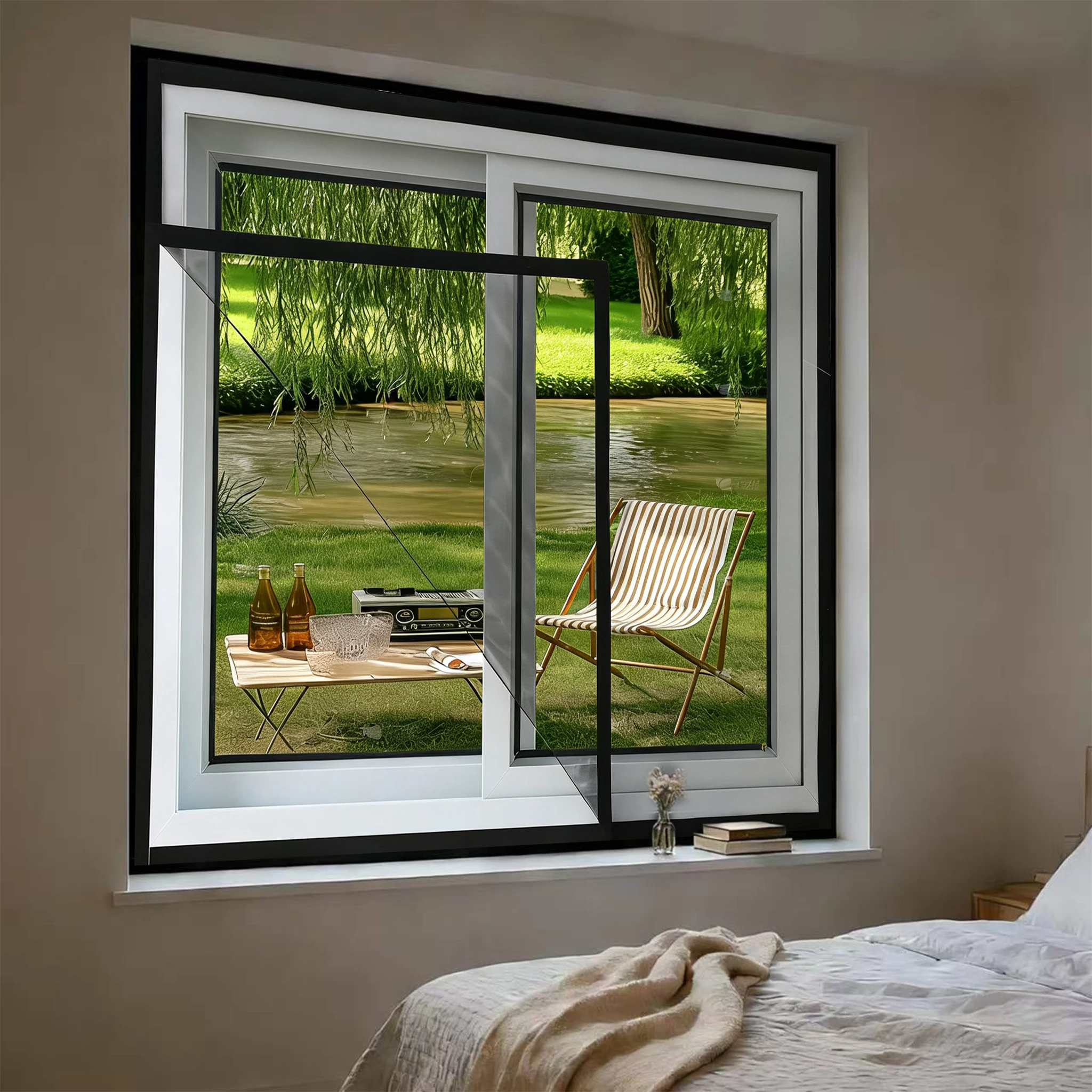 

Paste window mosquito nets, mosquito screens, washable window screens, simple window insect screens