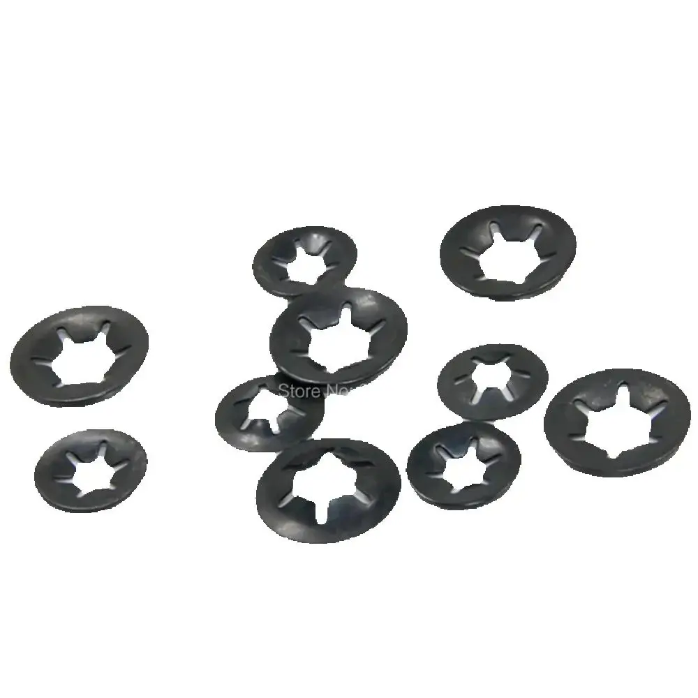 1000pcs Star Lock Washer Black Oxide Mn65 Steel M3-M12 Star Lock Push on Clips for Shaft Fixation