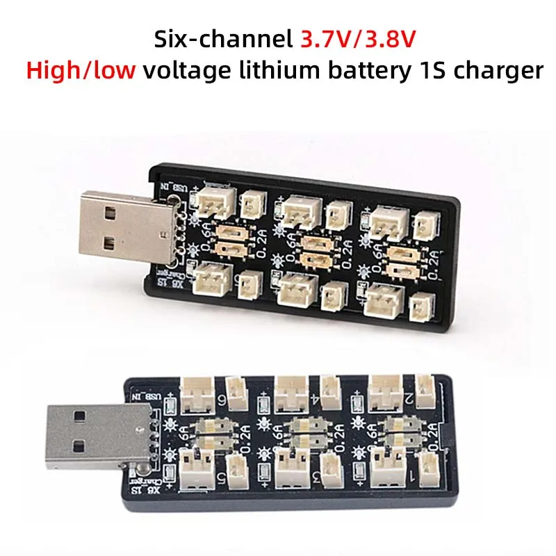 Six-channel 1S USB to 3.7V/3.8v battery charger power supply interface independent output charging intelligent charging