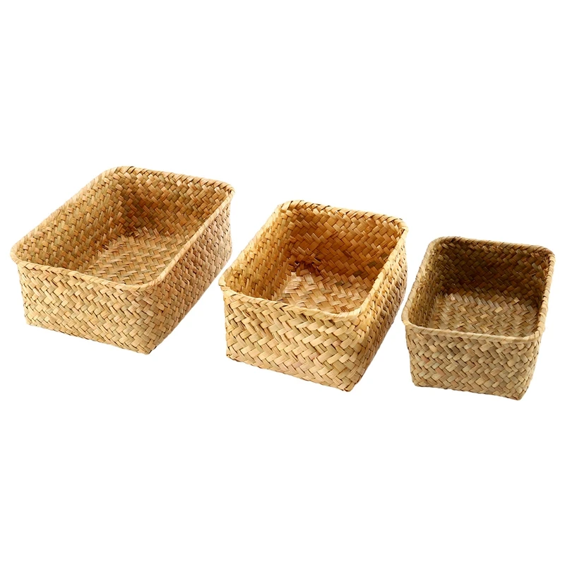 Enjoy New Seagrass Storage Basket, Multisize Handmade Rattan Shelf Baskets & Home Storage Bins Baskets For Decoration